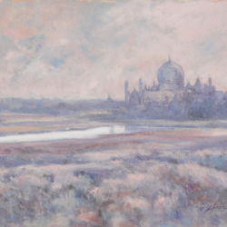 朝靄のタージマハル